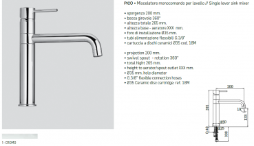 Mamoli Küchenarmatur Kitchen Pico 7389 Wasserhahn Chrom