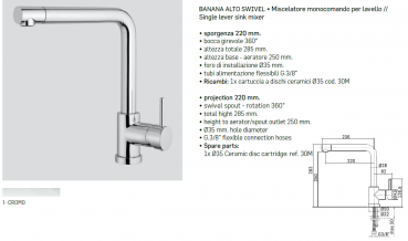 Mamoli Küchenarmatur Kitchen Project Banana alto swivel 7208 Wasserhahn Chrom