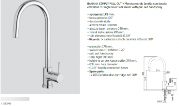 Mamoli Küchenarmatur Kitchen Project Banana simply pull out 7207 Wasserhahn Chrom