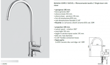 Mamoli Küchenarmatur Kitchen Project Banana simply swivel 7206 Wasserhahn Chrom