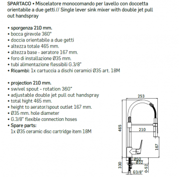 Mamoli Küchenarmatur Kitchen Spartaco 7910 Wasserhahn Chrom