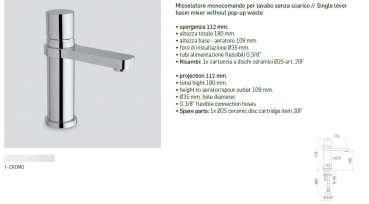 Mamoli Waschbecken-Armatur Tool 4883 Wasserhahn Chrom