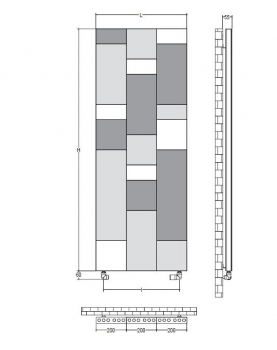 Margaroli Riflessi Silver Aluminium-Designheizkörper mit silbernen Patchwork-Platten