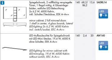 Marlin Bad 3250 Spiegelschrank mit seitlicher LED-Beleuchtung und Soft-Close, praktisches Design für Ihr Badezimmer