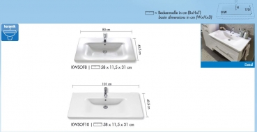 Marlin Bad 3400 Badmöbelset Keramik-Waschbecken und Unterschrank, zeitloses Design für Ihr Badezimmer