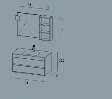 Mastella Duetto Badmöbelset 03 modernes Design aus Italien