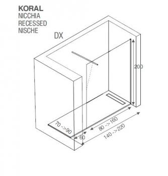 Mastella Koral Walk In Duschwand Duschabtrennung Duschkabine - modernes Design aus Italien