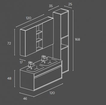 Mastella Smart46 Badmöbelset 03 kleines Format mit mehr Platz
