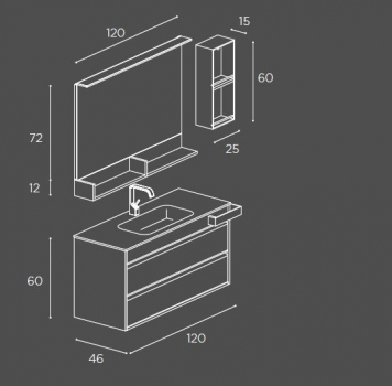 Mastella Smart46 Badmöbelset 04 kleines Format mit mehr Platz