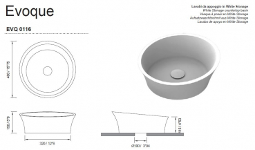 Moma Design Aufsatzwaschbecken Evoque Waschschale Weiß matt White Stonage