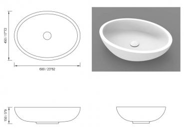 Moma Design Aufsatzwaschbecken Pearl 2 Waschschale Weiß matt White Stonage
