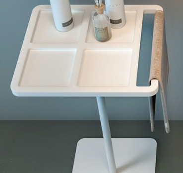 Moma Design Caddy Stand-Tablett Ablageständer Stehtisch aus White Stonage