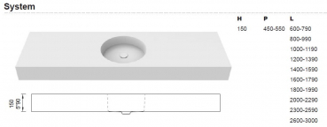 Moma Design Circle System Waschtischplatte Top mit Waschbecken White Stonage