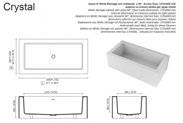 Moma Design Crystal kleine Badewanne in Wunschgröße aus White Stonage Weiß matt