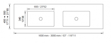 Moma Design Desk 60D System Waschtischplatte Top mit Waschbecken White Stonage