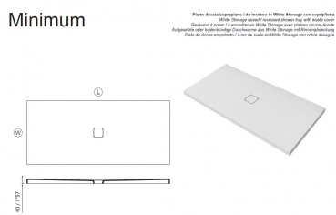 Moma Design Duschboard Minimum Duschwanne Wunschmaß Sonderanfertigung White Stonage Weiß matt