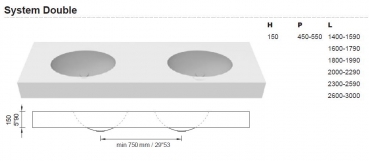 Moma Design Elipse D System Waschtischplatte Top mit Waschbecken White Stonage