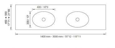 Moma Design Elipse D System Waschtischplatte Top mit Waschbecken White Stonage