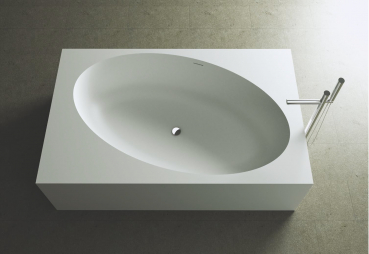 Moma Design Elisland Badewanne freistehend aus White Stonage Weiß matt