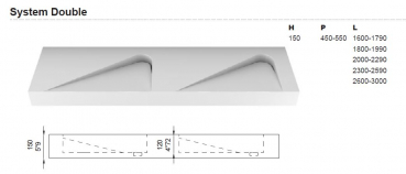 Moma Design Flat D System Waschtischplatte Top mit Waschbecken White Stonage