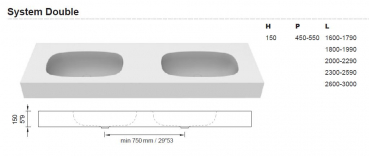 Moma Design Soft D System Waschtischplatte Top mit Waschbecken White Stonage