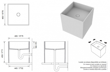 Moma Design Standwaschbecken Half Tower 2 Halb-Säulenwaschbecken Weiß matt White Stonage