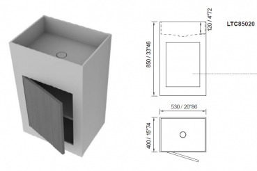 Moma Design Standwaschbecken Tower Cube freistehende Waschsäule Regal mit Tür