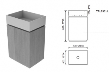 Moma Design Standwaschbecken Tower Plus freistehende Waschsäule