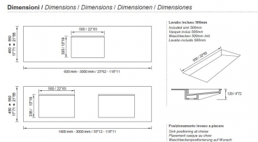 Moma Design Tecno System Waschtischplatte Top mit Waschbecken White Stonage