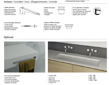 Moma Design Tecno System Waschtischplatte Top mit Waschbecken White Stonage