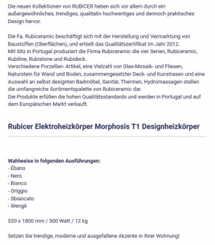 Morphosis T1 Elektroheizkörper Designheizkörper von Rubicer