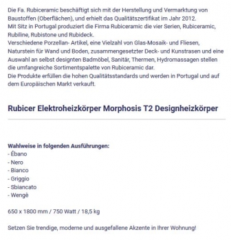 Morphosis T2 Elektroheizkörper Designheizkörper von Rubicer