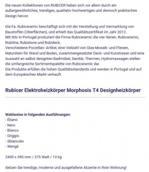 Morphosis T4 Elektroheizkörper Designheizkörper von Rubicer