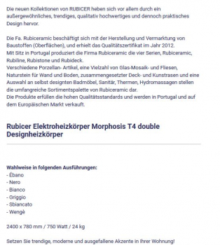 Morphosis T4 double Elektroheizkörper Designheizkörper von Rubicer