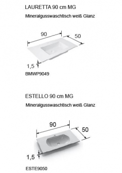 Pur Badmöbel-Set 90 mit Mineralguss-Waschbecken von Nolff