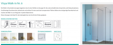 PUK Vispa Duschabtrennung Walk In Nr. 6 Spritzschutz 2-teilig 2 Duschwände mit Seitenteil