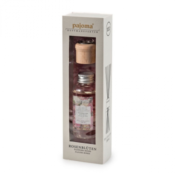 Raumduft Diffuser Rosenblüten 4 x 100 ml mit 10 Rattanstäbchen exklusiver Duft