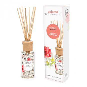 Raumduft Diffuser Vanilla & Grapefruit 4 x 100 ml mit 10 Rattanstäbchen exklusiver Duft
