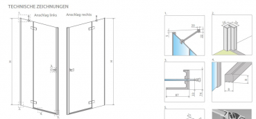 Radaway Arta 6 DWJ II Duschtür für Nische Pendeltür an Festteil