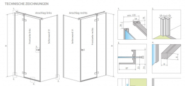 Radaway Arta 6 KDJ II Pendeltür an Fixteil mit Seitenwand 6mm