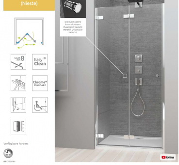 Preview: Radaway Arta 8 DWB Falttür für Nische Drehfalttür PUK Nieste