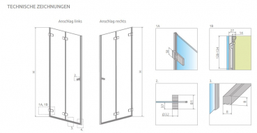 Preview: Radaway Arta 8 DWB Falttür für Nische Drehfalttür PUK Nieste