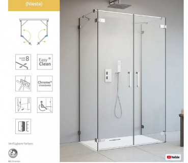 Radaway Arta 8 DWD+25 U-Duschkabine mit 2 Pendeltüren und 2 Seitenwänden PUK Nieste