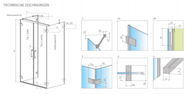 Radaway Arta 8 DWD+25 U-Duschkabine mit 2 Pendeltüren und 2 Seitenwänden PUK Nieste