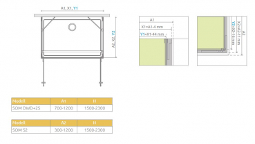 Radaway Arta 8 DWD+25 U-Duschkabine mit 2 Pendeltüren und 2 Seitenwänden PUK Nieste