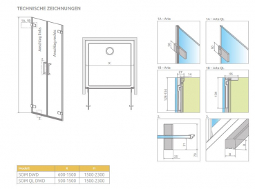 Radaway Arta 8 DWD QL Pendeltüren für Nische PUK Nieste