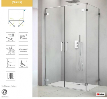 Preview: Radaway Arta 8 DWD+S Eckdusche mit 2 Pendeltüren und 1 Seitenwand PUK Nieste