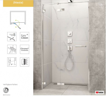 Radaway Arta 8 DWJ II Drehtür an Fixteil für Nische PUK Nieste