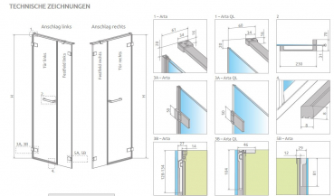 Radaway Arta 8 DWS QL Pendeltür an Fixteil PUK Nieste