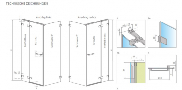 Preview: Radaway Arta 8 KDJ II Eckdusche Schwenktür an Fixteil mit Seitenwand PUK Nieste